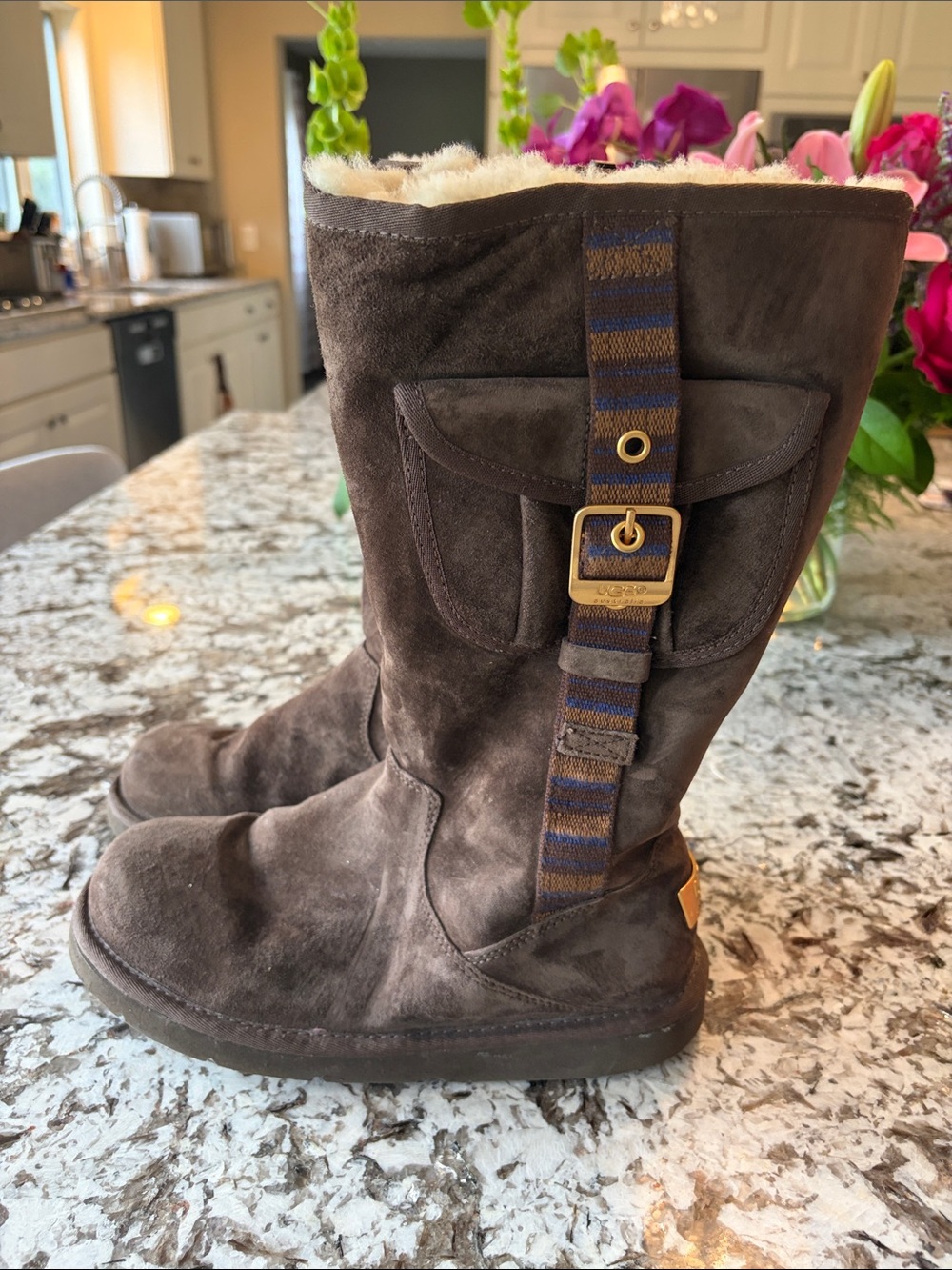 UGG Australia “1895 Retro” Cargo Tall Zip Brown Boots Size 7